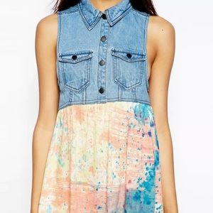 ONE TEASPOON Young Blood Denim TieDie Dress Size S